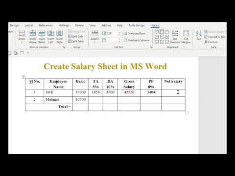 Creating an Advanced Salary Sheet in MS Word || #youtubevideo #shortvideo