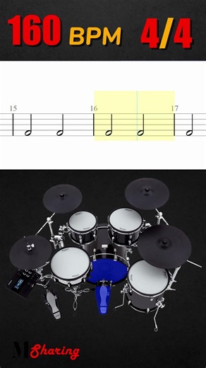 Half Note On The Kick Drum Exercise - 7 (160 BPM - 4/4 )