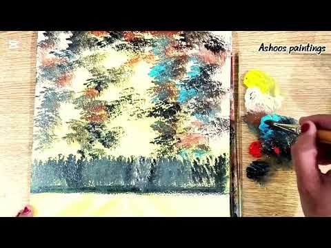 Beautiful Forest Light Path Winter Painting With Acrylic/Easy Art And Peaceful Landscape Painting