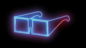 Download animated 3d glasses logo with glowing neon lines for free