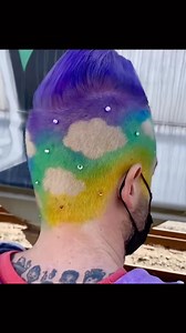 13K views · 76 reactions | Head in the clouds ☁️ Dreamy creative colour work from @alien_hair_magic, using clever application of tape and @pulpriothair colour to bring the artistic vision to life  #hair #hairdressing #hairdresser #shorthair #hairart #pulpriot #vivids #vividhaircolour #creativecolour #haircolorist #haircolourist #colourtechnique #purplehair #bluehair #stencilling | Creative HEAD Magazine | Facebook