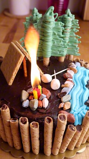 How to make a cute camping cake! ⛺️ #cakedecorating #cutecakes recipe below | Hello, Yummy
