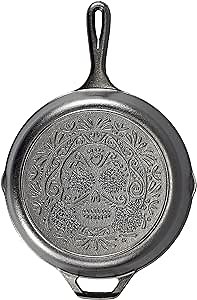 Amazon.com: Lodge 10.25 Inch Pre-Seasoned Cast Iron Stamped Skillet - Signature Teardrop Handle - Use in the Oven, on the Stove, on the Grill, or Over a Campfire - Sugar Skull: Home & Kitchen