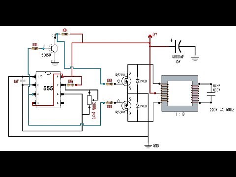 Simple DIY Inverter Using a 555 Timer IC | 12 - 240 Volts DC to AC