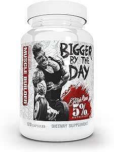 5% Nutrition Rich Piana BiggerByTheDay | Anabolic Muscle Builder, Hardcore Mass Gainer | Turkesterone, HICA, Epicatechin, Leucine | 120 Capsules (30 Servings)