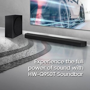80K views · 95 reactions | Get your audio experience on the right track with the full power of sound. The new HW-Q950T soundbar delivers rich and life-like 9.1.4ch sound that pairs perfectly with any QLED TV for an elevated surround sound experience. Available now at selected authorised retailers. | Samsung | Facebook