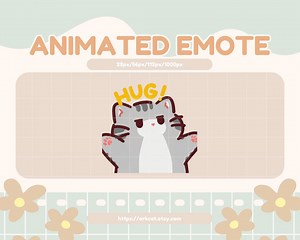Hug Animated Emote – Cute Gray Cat Reaching for a Hug | Twitch, Discord, Youtube GIF - Etsy