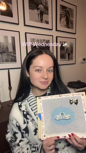 My first WIP Wednesday! What should I do with my swan canvas? #wipwednesday #needlepoint #needlework #needlepointtiktok #needlepointcanvas