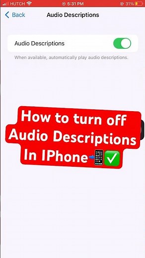 How to turn off Audio Descriptions In IPhone📲✅ #iphone #tutorial #audio #descriptions