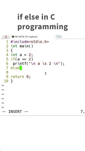 Learn C in 60 seconds - if else in C programming #7 #shorts #cprogramming #linux #cppbuzz