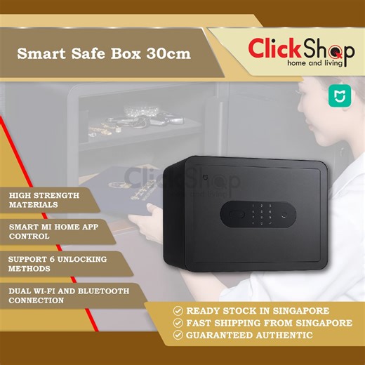 (LATEST) Mijia Smart Safe Box 30cm For Home Money Cash Box Fingerprint Recognition 65Mn Safety Box Home security | Shopee Singapore