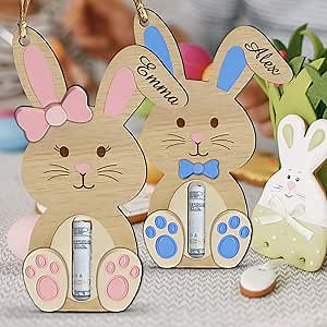 Personalized Easter Bunny Money Holder - Easter Tree Ornaments, Wooden Bunny Money Holder, Easter Money Holder, Easter Gifts for Kids Girls Boys