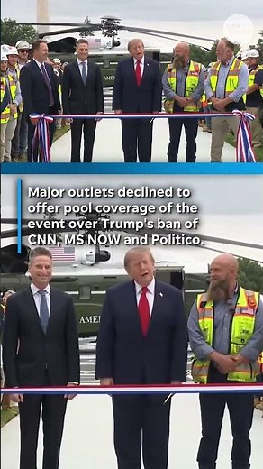 Trump inaudible in live footage after media outlets decline pool coverage