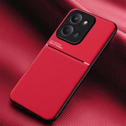 [$1.51] For Redmi 15C 5G / 4G Global 171mm / Poco C85 4G Classic Tilt Strip Grain Magnetic PC Hybrid TPU Phone Case(Red)