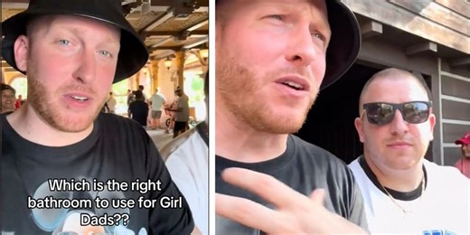 Two girl dads debate on which public bathroom they should take their daughters into