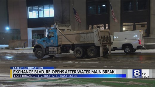 Water main break repaired on Exchange Blvd. in Rochester