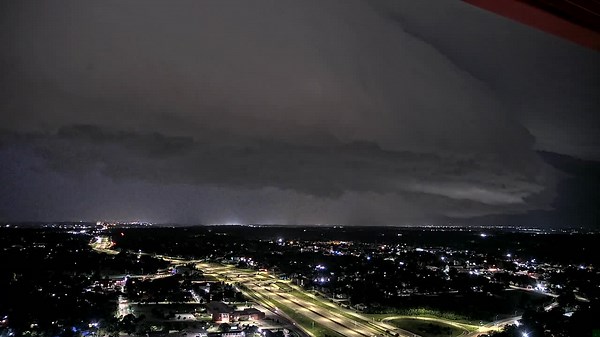 KCCI skycam: Lightning flashes over Casey's Center, Iowa State Capitol