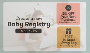 Ready, Set, Registry 🎉 Create a NEW baby registry with Snuggle Bugz between May 7–25 and get: ✔️ 15% OFF *your next purchase ✔️ A FREE* swag bag (it’s packed with goodies 👀) in-store All you have to do? Add 25 unique items to your shiny new registry! This is your chance to double up on perks — get our exclusive event bonus AND all the usual Snuggle Bugz Registry benefits. | Snuggle Bugz - Canada's Baby Store