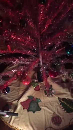 Vintage 1960’s Revolving Aluminum Christmas Tree with Color Wheel