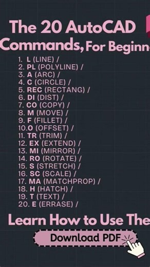 AutoCAD Commands for bignner #autocad #autcadcommands #commands #engineering #automobile #civil