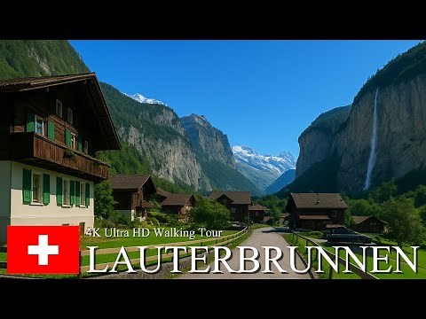 Lauterbrunnen, Switzerland 🇨🇭 | Walking Tour of the Valley of 72 Waterfalls in 4K Ultra HD 60fps