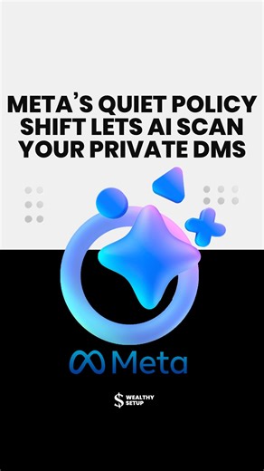 Wealthy Setup on Instagram: "It’s not a rumor. Starting December 16th, Meta’s new policy lets its AI study your DMs — every chat, photo, and voice note — unless you manually opt out. The trick? They hide the switch. You can’t disable it on Instagram or Facebook’s mobile app. You must use desktop, where the setting is buried behind multiple menus. Meta calls it “AI training data,” but insiders say the real goal is behavioral profiling, feeding models with billions of private messages to boost adv