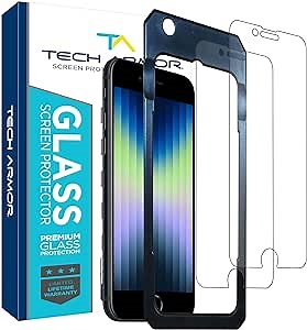 Tech Armor Ballistic Tempered Glass Screen Protector Designed for Apple NEW iPhone SE 3 (2022), SE 2 (2020), iPhone 6, 6S, 7, 8 (4.7 Inch) 2 Pack