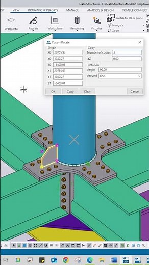 Placing Stiffeners Around Circular Columns in Tekla Structures: Rotation Technique