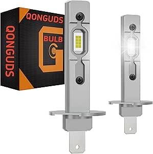 Upgraded H1 Bulbs 500% Brighter – 20000LM 6500K White – High/Low Beam Fog Light Bulbs, 50000 Hours Lifespan, Plug and Play (2 Pack, H1 Fit)