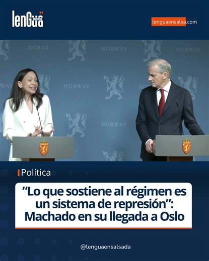 María Corina Machado afirmó, en su llegada a Oslo para reclamar el Premio Nobel, que el régimen venezolano se sostiene mediante un sistema de represión con amplio financiamiento. La dirigente pidió a la comunidad internacional cortar los recursos que, según dijo, permiten mantener a Nicolás Maduro en el poder. Machado señaló que la estructura de control estatal en Venezuela funciona gracias a flujos económicos que provienen de diversas fuentes y que, a su juicio, reducir estos recursos sería una