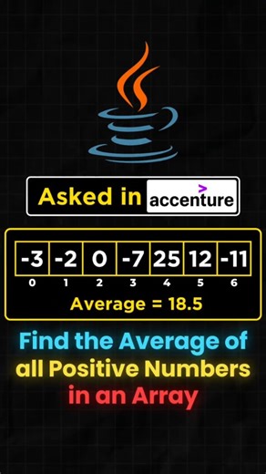 harish on Instagram: "Find the Average of all Positive Numbers in an Array 🚀 Follow @codingknowledge_ for more 🔥💯 @codingknowledge_ @codingknowledge_ - Join our growing community on TELEGRAM 🚀 (Link in bio) to get access to all the resources! 🌏 Don’t forget to share with friends for more support 🫂 Let's code and grow together!🤌 Follow @codingknowledge_ for more 🚀 @codingknowledge_ 🔥 @codingknowledge_ 🔥 ___________________________________ Hashtags:- #coding #java #javaprogramming #javaq