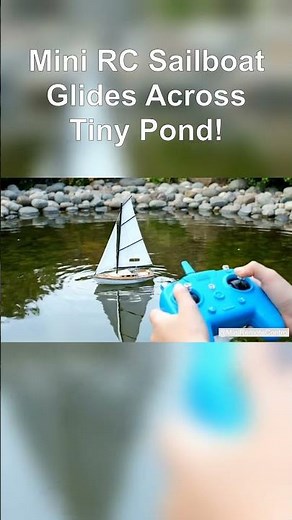 Mini RC Sailboat Glides Across Tiny Pond! ⛵💨 POV Remote Control Fun #Shorts