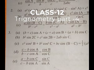 Class 12 trignometry book solutions exercise 6.1(Q)3 part -4 |properties of triangle