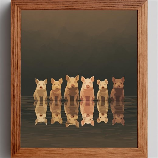 Farmhouse Pig Art Print - Minimalist Seven Pigs Illustration, Neutral Tones, Cozy Farm Animals Decor, Cute Barn Wall Art, Digital Download 7 - Etsy