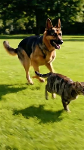 dog and cat running in morningfunny animal videos, dog running, dog vs cat
