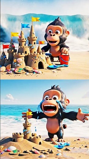 🐘🦊🦍🦛 ABC Beach Rescue! Elephant, Fox, Gorilla & Hippo Build Sandcastles 🌊😂 | gon gon edu