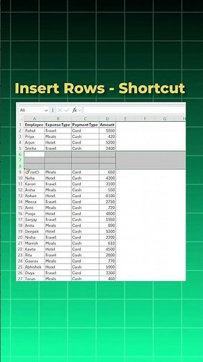 Insert Multiple Rows FAST! ✅ #excel #exceltips #excelshortcuts