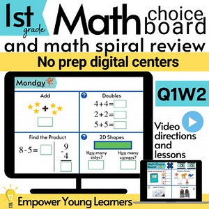 Digital Math Choice Board and Math Spiral Review Q1 Week2