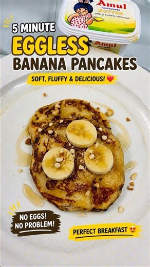 🥞 5-Minute Eggless Banana Pancakes 😍 Soft, Fluffy & Super Easy! 🍌✨ #Shorts #minipancakes