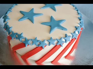 Simple Fondant Stars and Stripes Fourth of July Cake