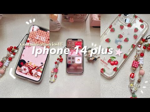 Customisation of iphone 14 plus 🍓🍰💞ios18 aesthetic💕