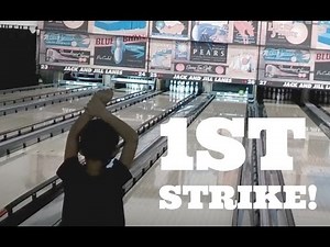 KID EXCITED ABOUT FIRST BOWLING STRIKE! FIRST TIME BOWLING | KIDS BOWLING | DYCHES FAM