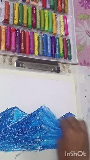 🏔️ Easy Mountain Scenery Drawing with Oil Pastels | Step-by-Step Tutorial#art