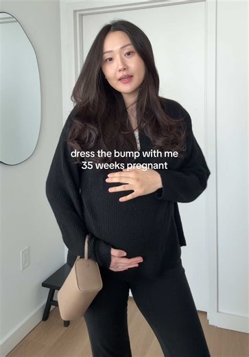 wearing all black for a comfy chic look to brunch #maternityfashion #maternitystyle #bumpstyle #ootd #35weekspregnant @onequince @H&M