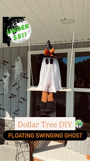 Emma Villaneda on Instagram: "Dollar Tree 👻 Swinging GHOST DIY✨! 👉🏻 What do you think of this Halloween craft?! 🧡🖤After I hung it up and took a step back, my first thought was she needs a friend 👻back to DT I go! SHOPPING list: 🛒 Dollar Tree Floating Shelf 🛒 Dollar Tree 8” Wooden Slat 🛒 Dollar Tree Ghost SHOP HOT GLUE GUN: 👉🏻Click link in Bio 👉🏻Select Amazon Storefront 👉🏻Shop ‘DIY Materials’ tab! #diy #dollartree #halloween #decor #fall #falldecor #spooky #ghost #hack #homehacks #