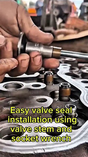 Easy Valve Seal Installation Using Stem & Pipe 🔧💡 #DIY #CarRepair #ValveSeal #Mechanics #Tips #FYP