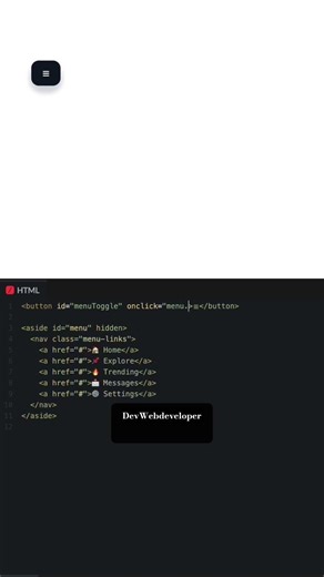 Modern Sidebar Menu UI Design for Website 🚀#shorts #ytviral