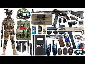 Special police weapon toy set unboxing,Submachine guns,continuous-firing rocket launchers,time bombs