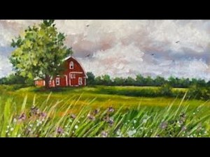 ACRYLIC PAINTING | How to paint a barn with acrylics step by step.