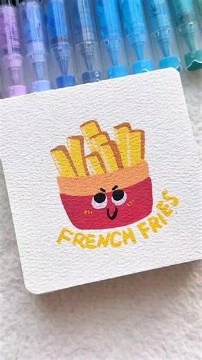 Simple and Easy Drawing Ideas on Instagram: "Drawing delicious French fries is a fun and relaxing activity! Grab your markers and start with simple shapes to create the fries. Add vibrant colors to bring them to life, and enjoy the soothing ASMR sounds of coloring. This easy drawing idea is perfect for unwinding and getting creative. Whether you're an artist or just doodling for fun, you'll love how satisfying and relaxing it is to draw and color these crispy treats. Dessiner de délicieuses frit